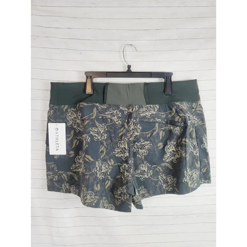 ATHLETA TREKKIE NORTH PRINTED SHORTS, SZ 18